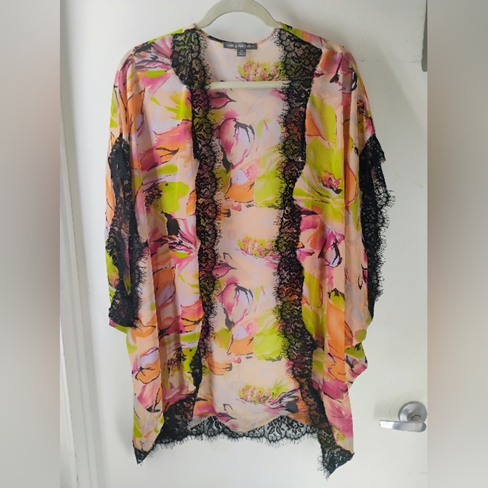 Kate & Mallory Multicolor Sheer Floral Kimono